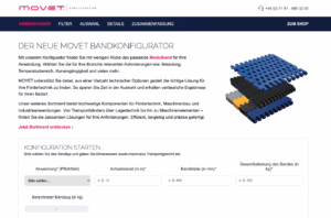 Startseite des MOVET Modulband-Konfigurators
